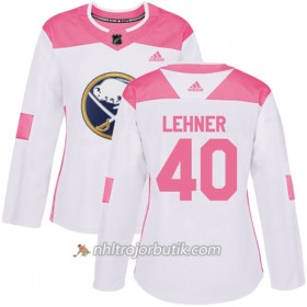 Dame Ishockey Buffalo Sabres Tröja Robin Lehner 40 Adidas 2017-2018 Vit Rosa Fashion Authentic